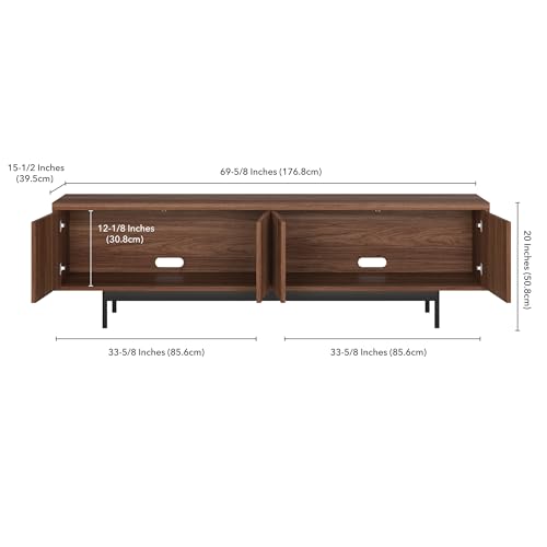 Henn&Hart 70" TV Stand for TVs up to 75", Medium Walnut