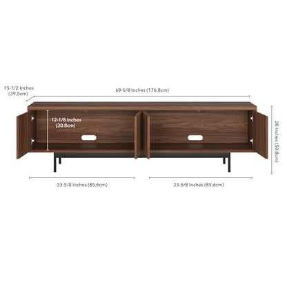 Henn&Hart 70" TV Stand for TVs up to 75", Medium Walnut