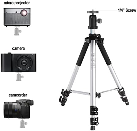 SKERELL Projector Stand Tripod Adjustable: Universal Laptop Standing Height from 17" to 48" with Tray Ball Head Carry Bag for Computer Camera