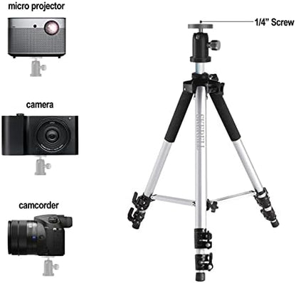 SKERELL Projector Stand Tripod Adjustable: Universal Laptop Standing Height from 17" to 48" with Tray Ball Head Carry Bag for Computer Camera