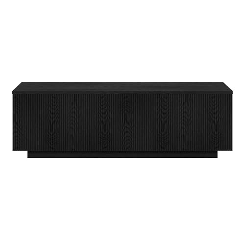 Henn&Hart 48" Modern Fluted Coffee Table, Natural Black