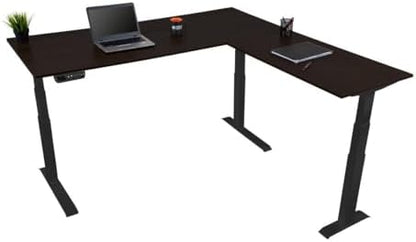 Stand Up Desk Store Triple Motor Electric L-Shaped Corner Standing Desk with EZ Assemble Frame (Black Frame/Black Top, 71" W x 71" D)