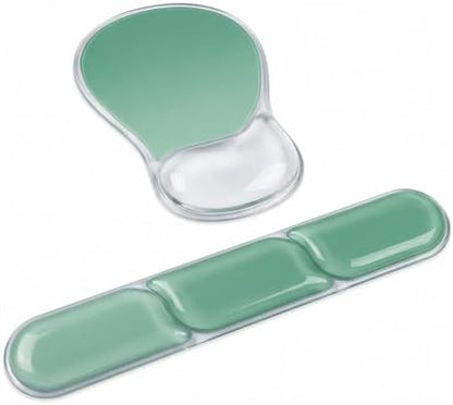 AUPET Ergonomic Gel Mouse Pad and Keyboard Wrist Rest Set, Crystal Gel Cushion Support, PU Base, Smooth Tracking Surface, Easy to Clean Desk Accessories for Office Home Laptop (Gradient Mint Green)