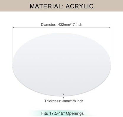 Lampshade Diffuser, 17" Diameter Round Diffuser Lamp Shade for Drum Style Lampshades Pendants Softening Light, DIY Light Fits 17.5-19" Openings, Frosted White Acrylic