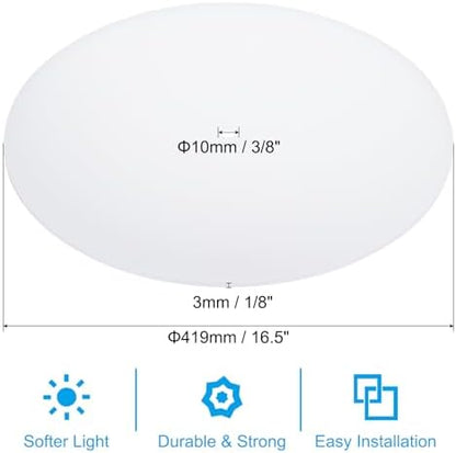 PATIKIL Lampshade Diffuser, 16.5" Diameter with 3/8" Center Hole Round Diffuser for Drum Lampshades Pendants Light Fits 17-19" Openings, Frosted White