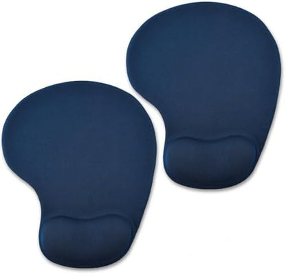 Mouse Pad with Wrist Support, 2-Pack Ergonomic Mousepad with Wrist Rest, Gaming Mouse Pad with Non-Slip PU Base, Relieve Pain Relief, for Home Office Computer Laptop, Navy Blue