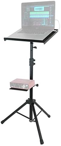 Rockville RLS68 Adjustable DJ Laptop, Tablet Tripod Stand with Dual Trays