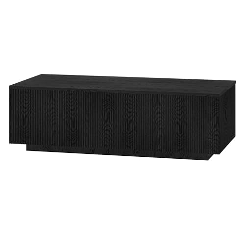 Henn&Hart 48" Modern Fluted Coffee Table, Natural Black