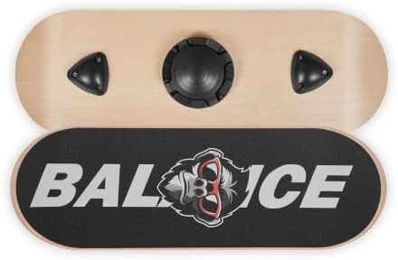Balance Board Wobble Board - 3 Adjustable Levels - Wooden Trainer for Core Strength, Stability, Standing Desk, Yoga - 441lbs Capacity