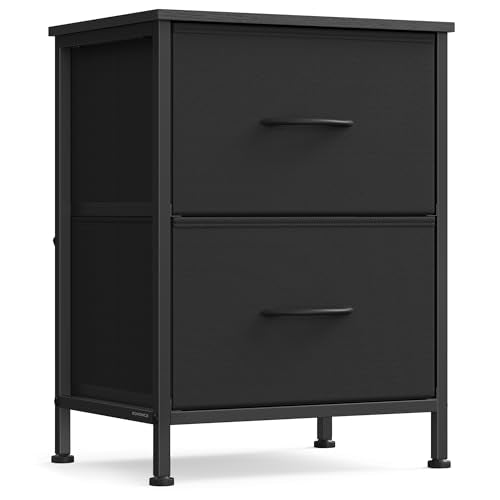 Nightstand with 2 Fabric Drawers, Bedside Table, Side End Table