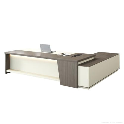 79" Executive L-Shaped Desk, 2" Top, LED, Power, Left Return