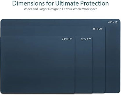 Vine Creations Leather Desk Mat Large 36" x 20", Desk Protector Mat, PU Leather Desk Pad, Large Mouse Pad, Desk Blotter, Desk Pads on Top of Desks, Desk Matt for Desktop, Office Desk Mat (Dark Blue)