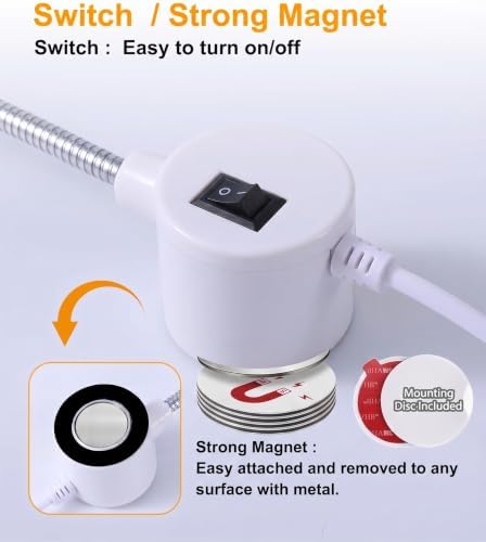 36LED Sewing Machine Light, 6.56ft Long Cord, Magnetic Base Work Lamp, 2-Pk