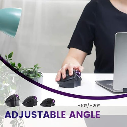 Perixx PERIMICE-720, Wireless Ergonomic Trackball Mouse with Adjustable Angle, Black (11449)
