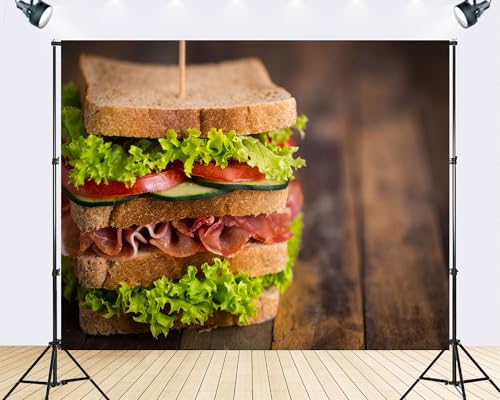 Trykid 12x8ft Fresh Vegetable Sandwich Backdrop Healthy Food Photography Background Kitchen Themed Party Decoration Tapestry Photo Booth Prop Fabric - size: 12x8ft