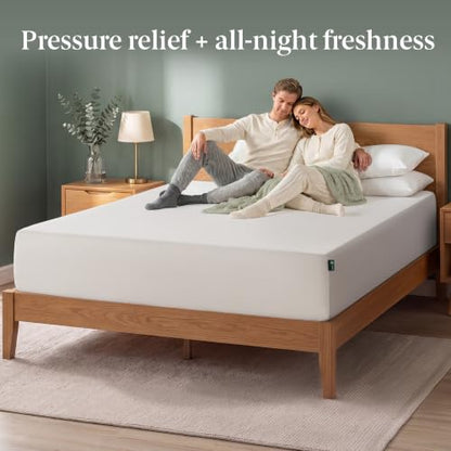 Memory Foam 12 Inch Green Tea Mattress, Queen, Ivory