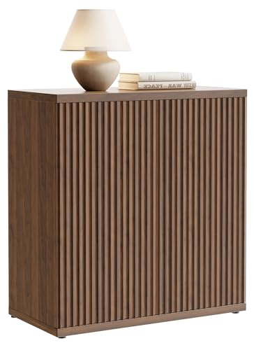 Fluted Buffet Cabinet with Storage Sideboard with 2 Doors& Adjustable Shelf