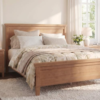 Full Size Platform Bed Frame with Headboard, Wood Slat Support