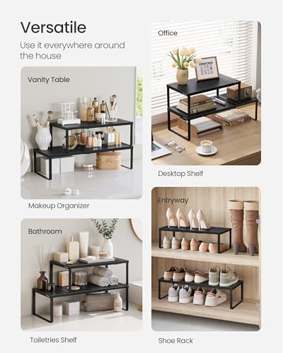 Spice Rack, Expandable Kitchen Countertop Shelf, Steel, Set of 1