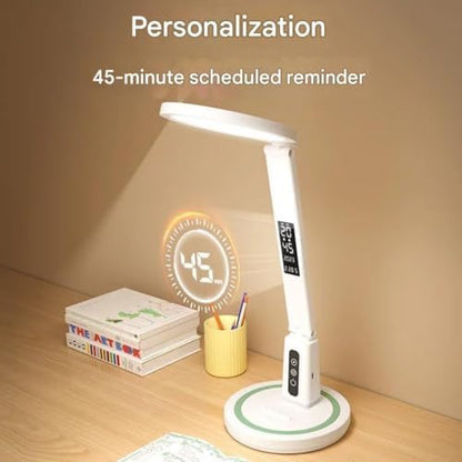 Multifunctional LED Eye Protection Desk lamp | No Flicker, Anti-Blue Light, 5-Speed dimming and Color Adjustment, USB Charging and Portable (Clock Charging)