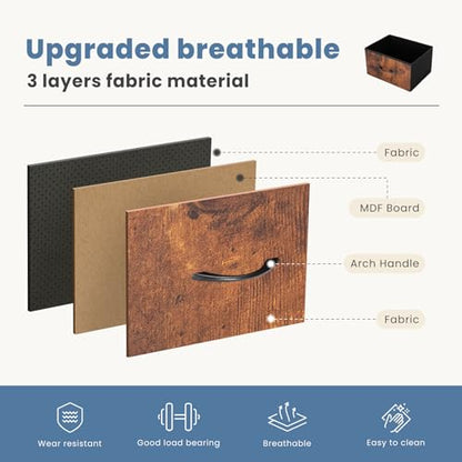 Nightstand, Bedside Table with 4 Fabric Drawers