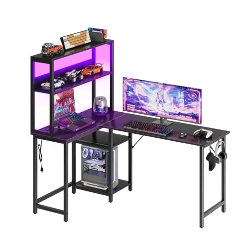 53" L Shaped Gaming Desk Reversible Corner Desk for Home Office