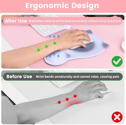 Ergonomic Mouse Pad with Wrist Rest,Cute Memory Foam Mousepad Wrist Support