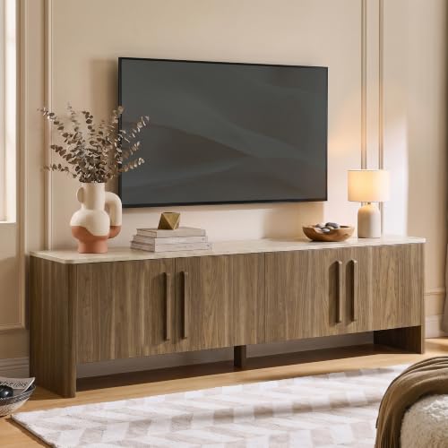 71" Mid Century Modern TV Stand with 4 Doors