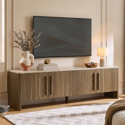 71" Mid Century Modern TV Stand with 4 Doors