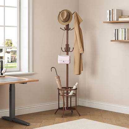 Coat Rack Freestanding, Metal Coat Rack with Umbrella Holder