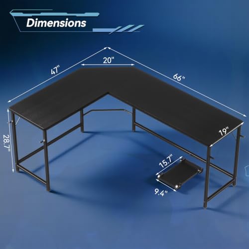 66" L Shaped Computer Desk Reversible Corner Desk for Home Office