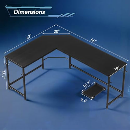 66" L Shaped Computer Desk Reversible Corner Desk for Home Office