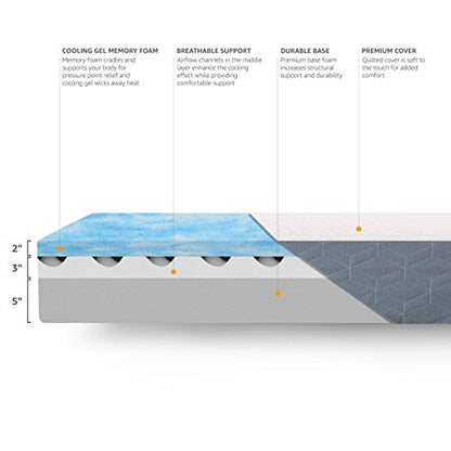 Medium-Firm Memory Foam Mattress with Cooling Gel, CertiPUR-US Certified Foam, Full Size, 75 x 54 x 10 inches, White/Gray