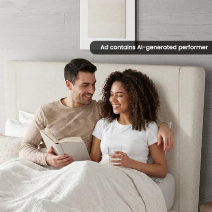 Boucle Queen Bed Frame, 51.2" Wingback Headboard, Beige