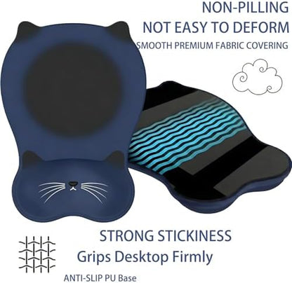 Gel Mouse Pad with Wrist Rest for Mouse Ergonomic Cat Mouse Wrist Rest Non-Slip Silicone Cute Mousepad with Wrist Support for Computer Desk Gaming Laptop Home Office Desk Accessories Black Dark Blue