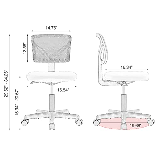 Small Armless Desk Chair, Mesh Rolling Office Chairs