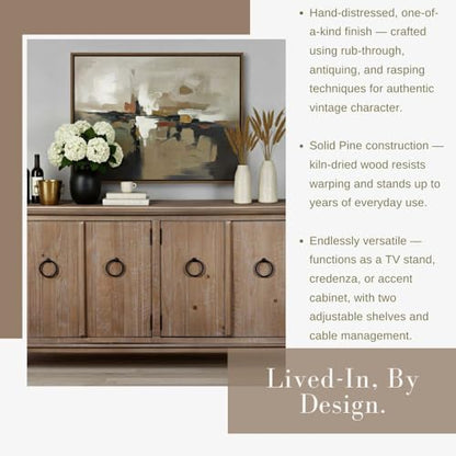 Martin Svensson Home Garden District 65" Solid Wood TV Stand, Driftwood