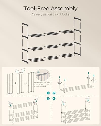 Shoe Rack, 3-Tier Shoe Organizer, Metal Storage Shelf