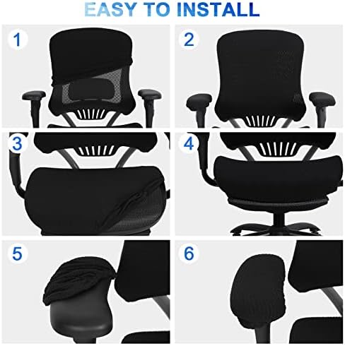 Tallew 4 Pcs Office Chair Covers Stretchable Armrest Seat,XL,Black