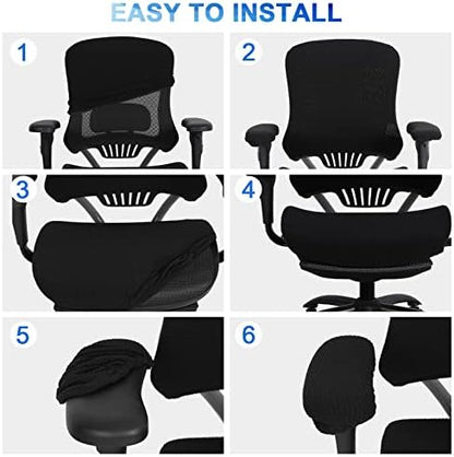 Tallew 4 Pcs Office Chair Covers Stretchable Armrest Seat,XL,Black
