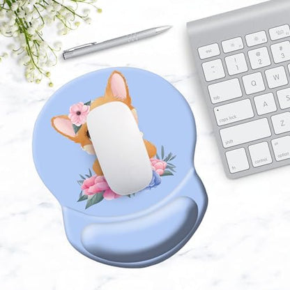 Ergonomic Wrist Support Mouse Pad - Comfortable Computer Mouse Pad with Non-Slip PU Base for Home Office Working Gaming (Pretty Dog)