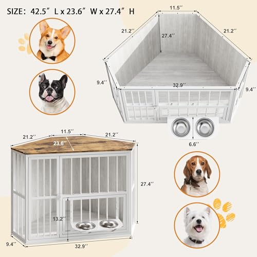 Corner Dog Cage Cabinet, Iron Frame, Pet Kennel Cabinet