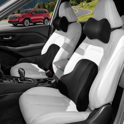 Car Pillow for Subaru Forester,Car Neck Pillow,Lumbar Support Pillow for Car,Memory Foam Pillow,Ergonomic Pillow,Adjustable and Washable,Car Essentials for Long Trips,Car Accessories,Ice Silk,1 Set