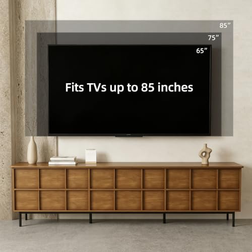 86" Modern Solid Wood Media Console, 6-Drawer Storage Sideboard