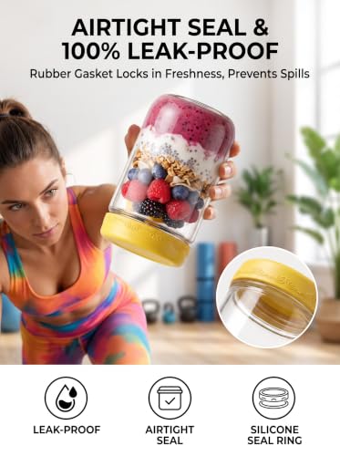 6-pack 16 oz Overnight Oats Containers with Lids