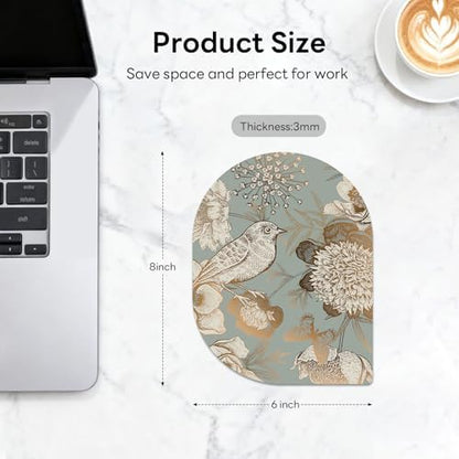 Contoured Oval Mouse Pad 6x8in Non-Slip for Laptop,Bird