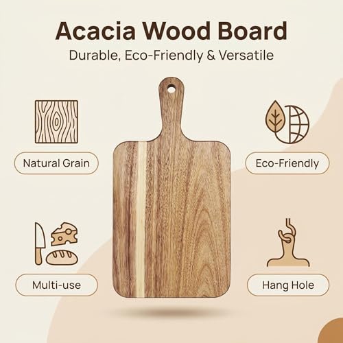 Small Acacia Cutting Board with Handle Charcuterie Cheese Serving Tray