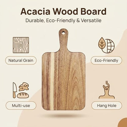 Small Acacia Cutting Board with Handle Charcuterie Cheese Serving Tray