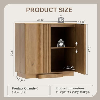 Fluted Buffet Cabinet with Storage, 31.5" Accent Sideboard Credenza