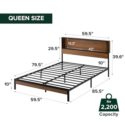 Kai Platform Bed Frame, RGB LED Lights, USB Charging Station, Queen